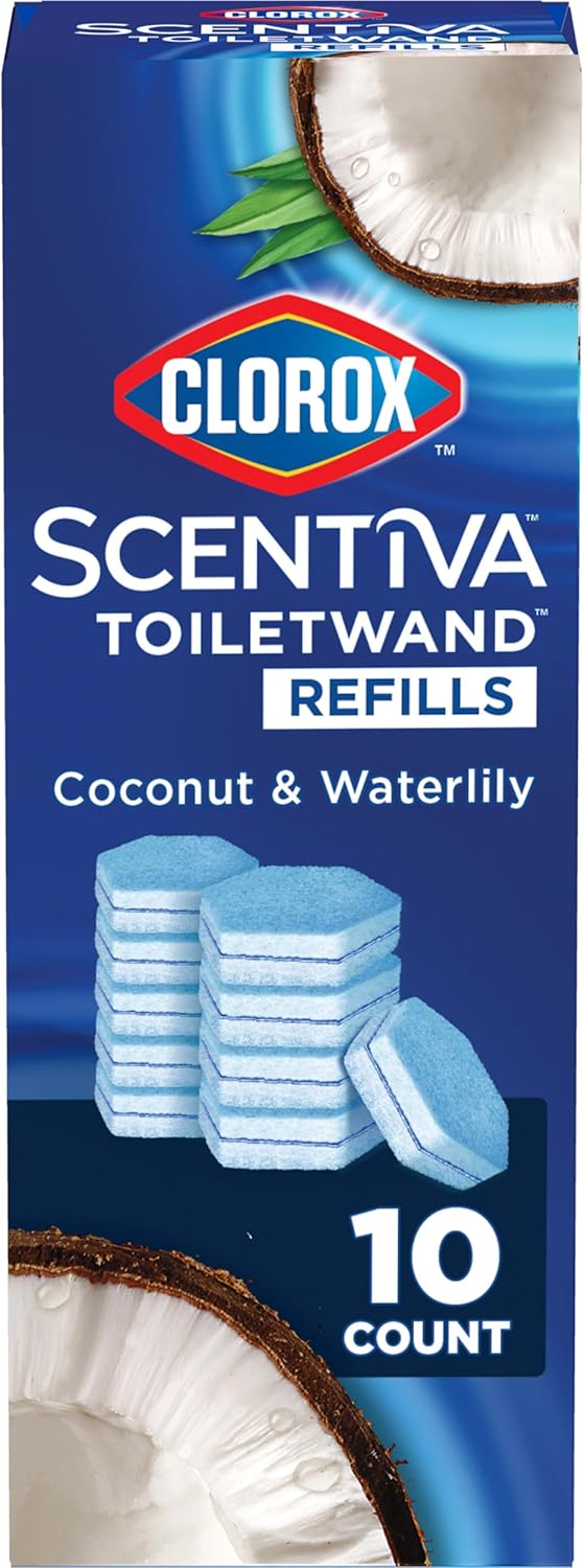  CLOROX Toilet Wand Scentiva Coconut & Waterlily Refill, Dorm Room Essentials, 10ct